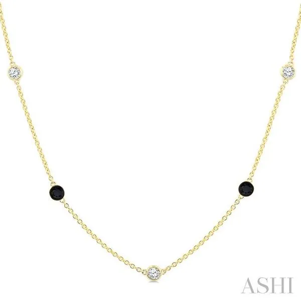 1 Ctw Black and White Round Cut Diamond Station Necklace in 14K Yellow Gold Hart's Jewelers Grants Pass, OR