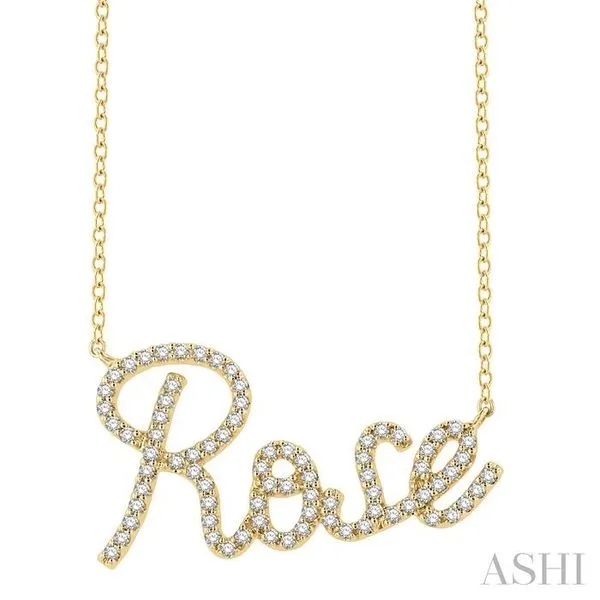 1/6 Ctw 'Rose' Script Name Round Cut Diamond Necklace in 10K Yellow Gold Hart's Jewelers Grants Pass, OR