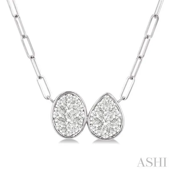 3/8 Ctw Lovebright Oval and Pear Shape Toi Et Moi Round Cut Diamond Necklace in 14K White Gold Hart's Jewelers Grants Pass, OR