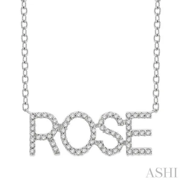 1/6 Ctw 'ROSE' Block Name Round Cut Diamond Necklace in 10K White Gold Hart's Jewelers Grants Pass, OR