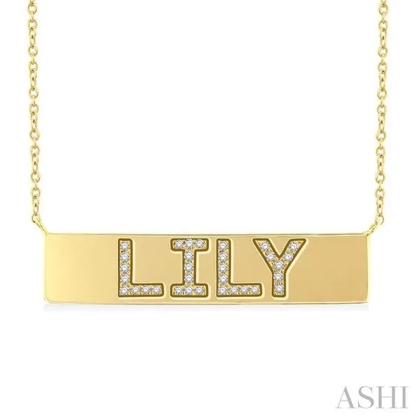 1/8 Ctw 'LILY' Nameplate Single Cut Diamond Necklace in 10K Yellow Gold Hart's Jewelers Grants Pass, OR