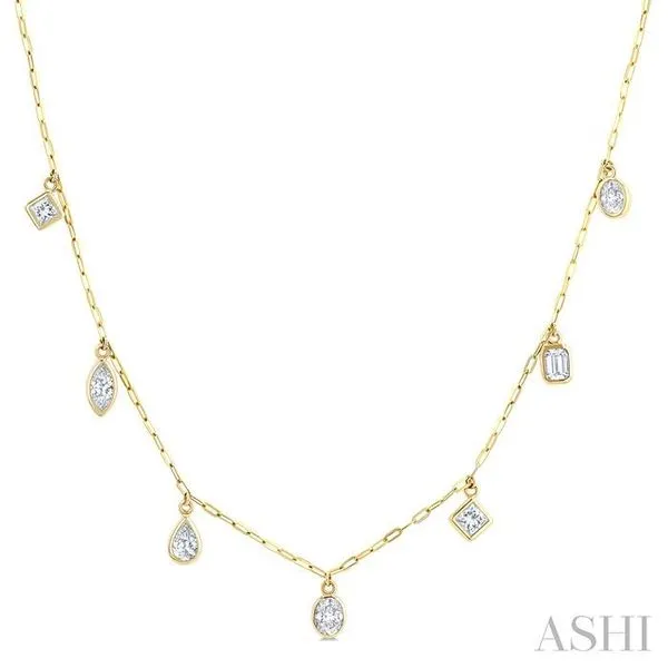1 1/6 Ctw Bezel Set Mixed Diamond Cut Station Necklace in 14K Yellow Gold Hart's Jewelers Grants Pass, OR