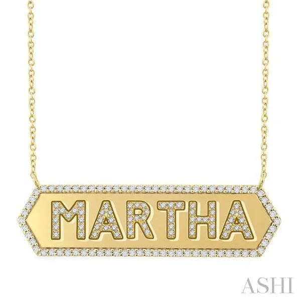 5/8 Ctw 'MARTHA' Nameplate Single Cut Diamond Necklace in 10K Yellow Gold Hart's Jewelers Grants Pass, OR