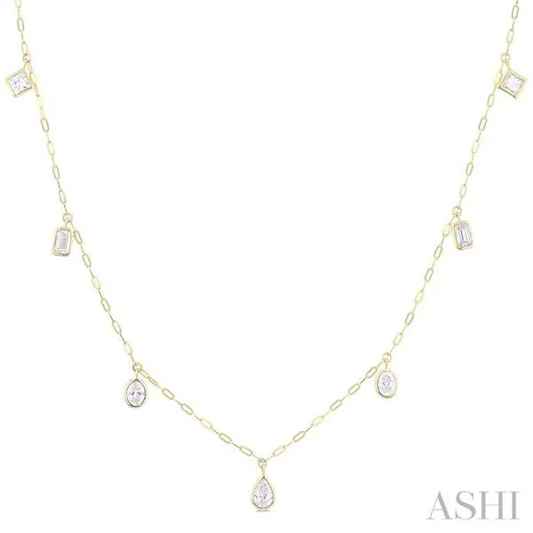 1 1/5 Ctw Bezel Set Mixed Diamond Cut Station Necklace in 14K Yellow Gold Hart's Jewelers Grants Pass, OR