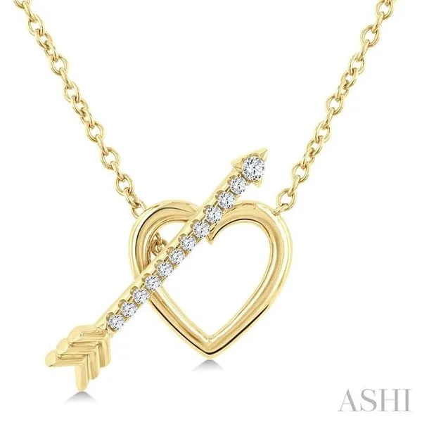 1/8 Ctw Heart Toggle Round Cut Diamond Fashion Necklace in 10K Yellow Gold Hart's Jewelers Grants Pass, OR