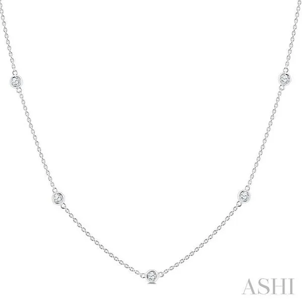 1 Ctw Bezel Set Round Cut Diamond Station Necklace in 14K White Gold Hart's Jewelers Grants Pass, OR