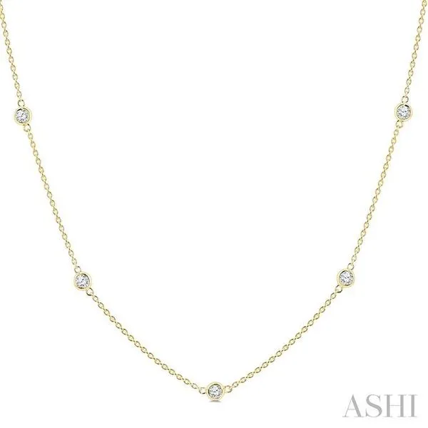 1 Ctw Bezel Set Round Cut Diamond Station Necklace in 14K Yellow Gold Hart's Jewelers Grants Pass, OR