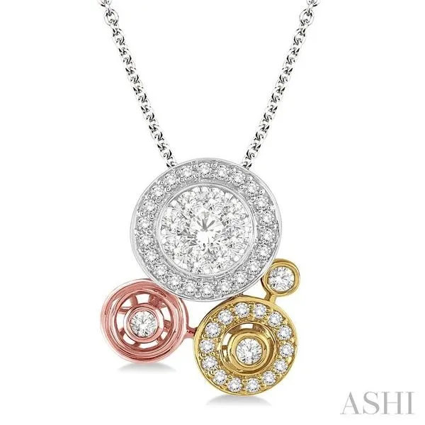 1/2 Ctw Round Cut Diamond Lovebright Fashion Pendant in 14K Tri Color Gold with Chain Hart's Jewelers Grants Pass, OR