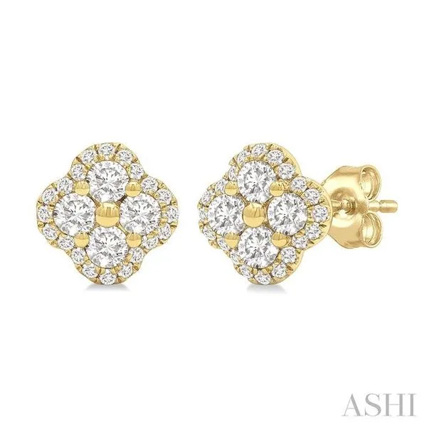 1/2 Ctw Clover Round Cut Diamond Fashion Earrings in 14K Yellow Gold Hart's Jewelers Grants Pass, OR