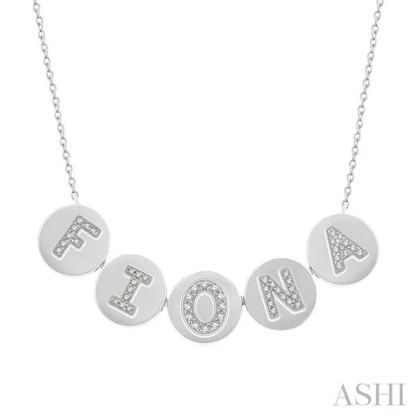 1/5 Ctw 'FIONA' Nameplate Single Cut Diamond Necklace in 10K White Gold Hart's Jewelers Grants Pass, OR