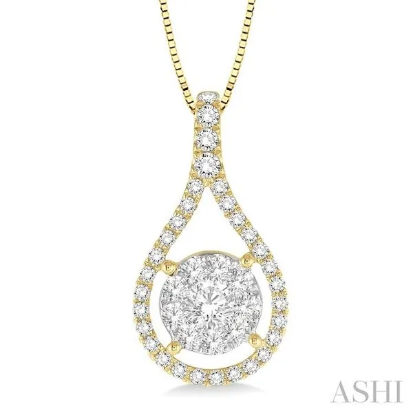 5/8 Ctw Lovebright Round Cut Diamond Pendant in 14K Yellow and White Gold with Chain Hart's Jewelers Grants Pass, OR