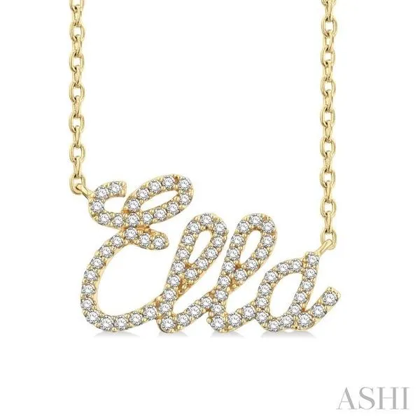 1/5 Ctw 'Ella' Script Name Round Cut Diamond Necklace in 10K Yellow Gold Hart's Jewelers Grants Pass, OR