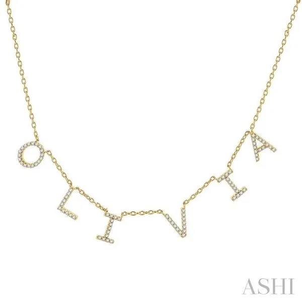 1/5 Ctw 'OLIVIA' Space Name Diamond Necklace in 10K Yellow Gold Hart's Jewelers Grants Pass, OR