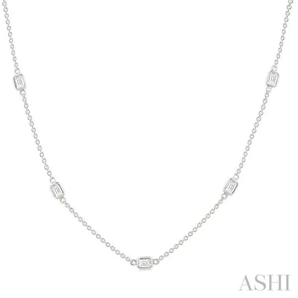 1 1/2 Ctw Emerald Cut Diamond Station Necklace in 14K White Gold Hart's Jewelers Grants Pass, OR