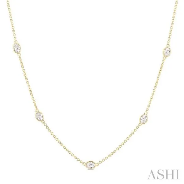 1 1/2 Ctw Bezel Set Oval Cut Diamond Station Necklace in 14K Yellow Gold Hart's Jewelers Grants Pass, OR