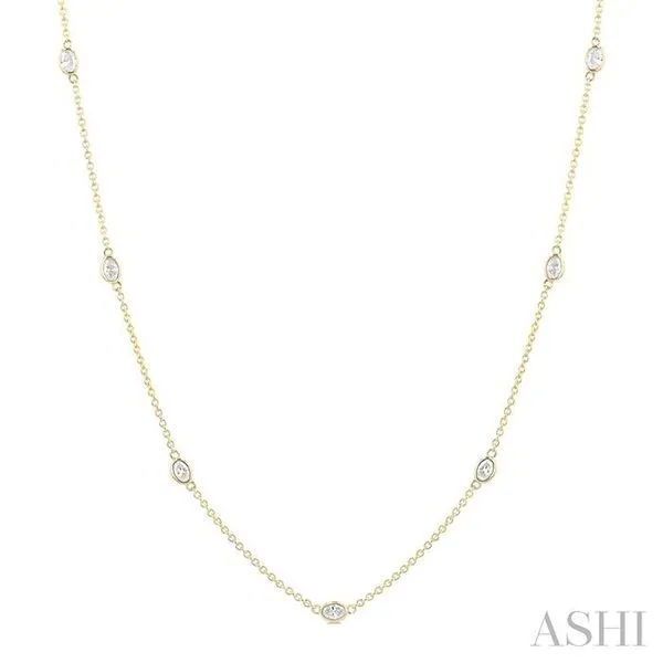 1 Ctw Bezel Set Oval Cut Diamond Station Necklace in 14K Yellow Gold Hart's Jewelers Grants Pass, OR