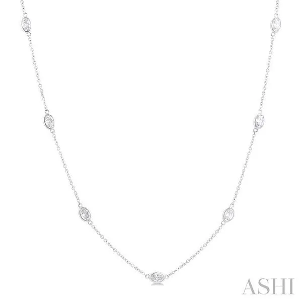 2 Ctw Bezel Set Oval Cut Diamond Station Necklace in 14K White Gold Hart's Jewelers Grants Pass, OR