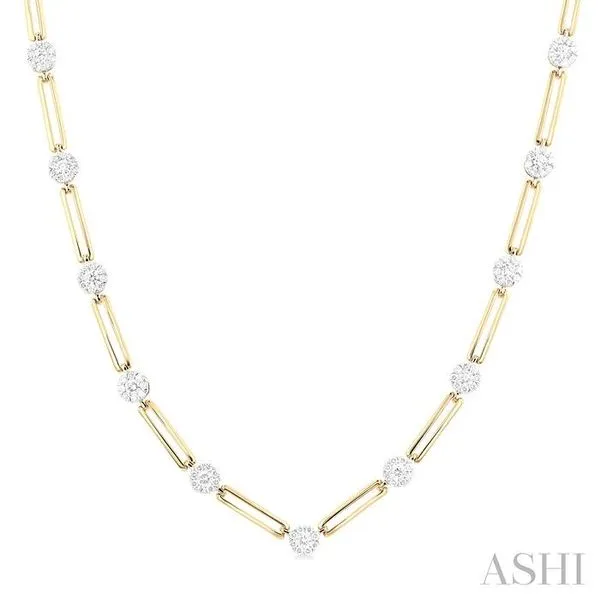 1 1/3 Ctw Lovebright Round Cut Diamond Paperclip Necklace in 14K Yellow and White Gold Hart's Jewelers Grants Pass, OR
