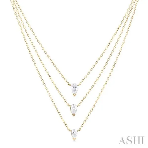 5/8 Ctw Triple Pear Cut Diamond Layered Necklace in 14K Yellow Gold Hart's Jewelers Grants Pass, OR