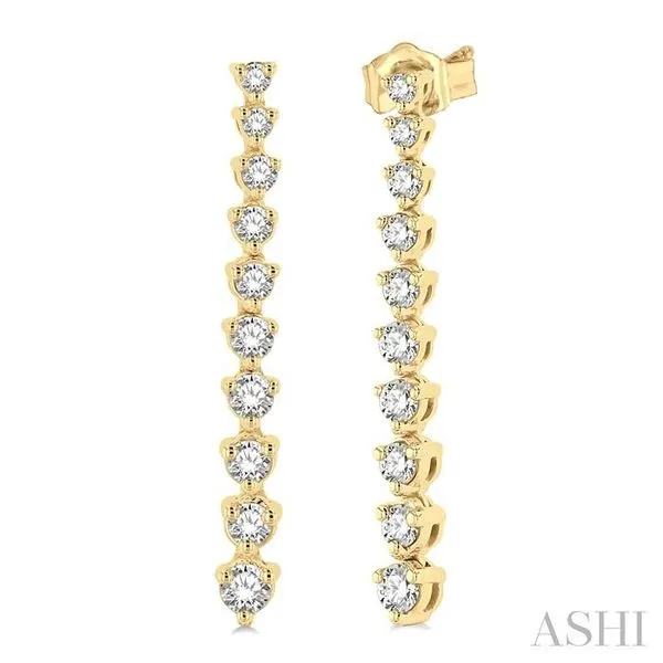 1/2 Ctw Round Cut Diamond Riviera Drop Earring in 14K Yellow Gold Hart's Jewelers Grants Pass, OR