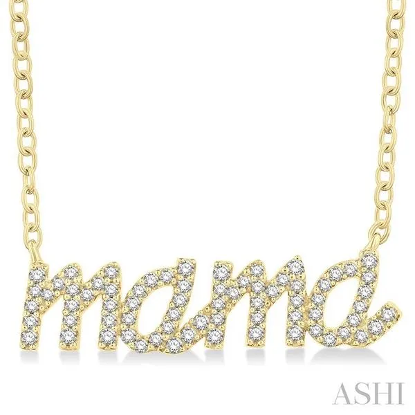 1/5 Ctw 'mama' Script Round Cut Diamond Necklace in 10K Yellow Gold Hart's Jewelers Grants Pass, OR