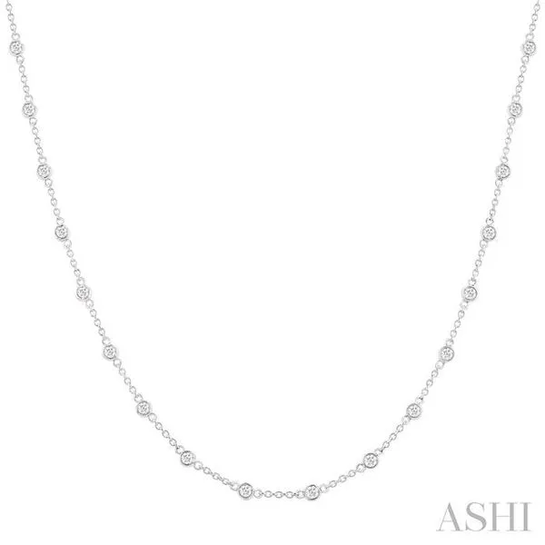 1 Ctw Bezel Set Round Cut Diamond Station Necklace in 14K White Gold Hart's Jewelers Grants Pass, OR