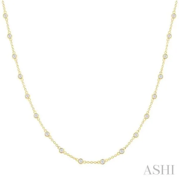 1 Ctw Bezel Set Round Cut Diamond Station Necklace in 14K Yellow Gold Hart's Jewelers Grants Pass, OR