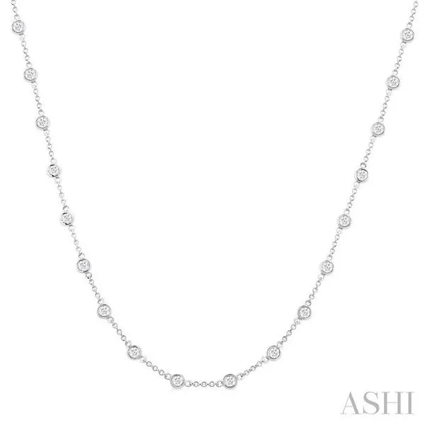 2 Ctw Bezel Set Round Cut Diamond Station Necklace in 14K White Gold Hart's Jewelers Grants Pass, OR
