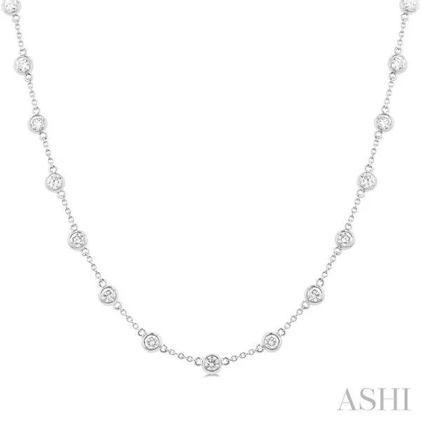 3 Ctw Bezel Set Round Cut Diamond Station Necklace in 14K White Gold Hart's Jewelers Grants Pass, OR