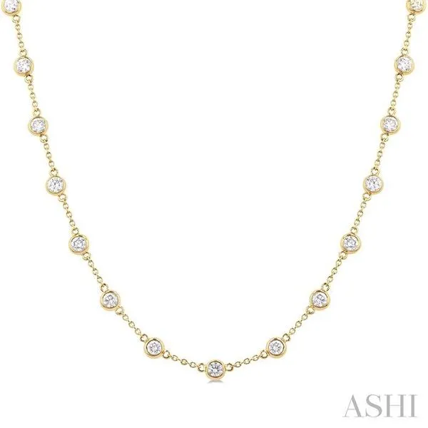 3 Ctw Bezel Set Round Cut Diamond Station Necklace in 14K Yellow Gold Hart's Jewelers Grants Pass, OR