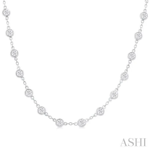 4 Ctw Bezel Set Round Cut Diamond Station Necklace in 14K White Gold Hart's Jewelers Grants Pass, OR