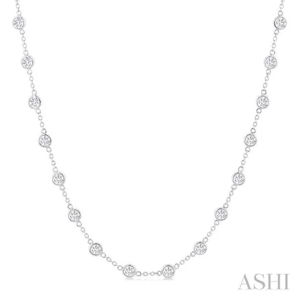 5 Ctw Bezel Set Round Cut Diamond Station Necklace in 14K White Gold Hart's Jewelers Grants Pass, OR