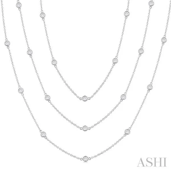 3 Ctw Bezel Set Round Cut Diamond 60-Inch Long Station Necklace in 14K White Gold Hart's Jewelers Grants Pass, OR