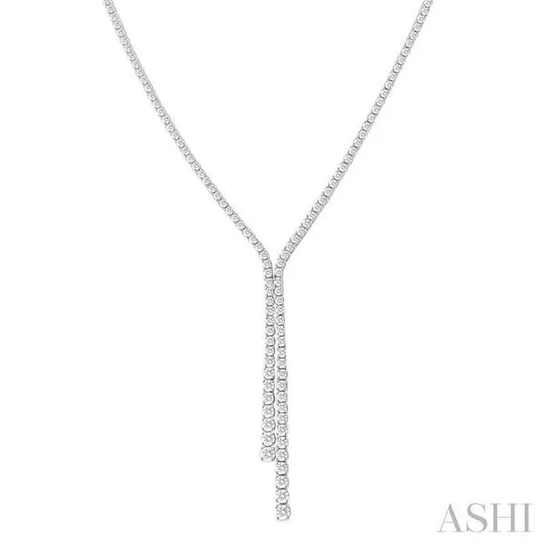 5 Ctw Open-End Y-Shape Round Cut Diamond Lariat Necklace in 14K White Gold Hart's Jewelers Grants Pass, OR
