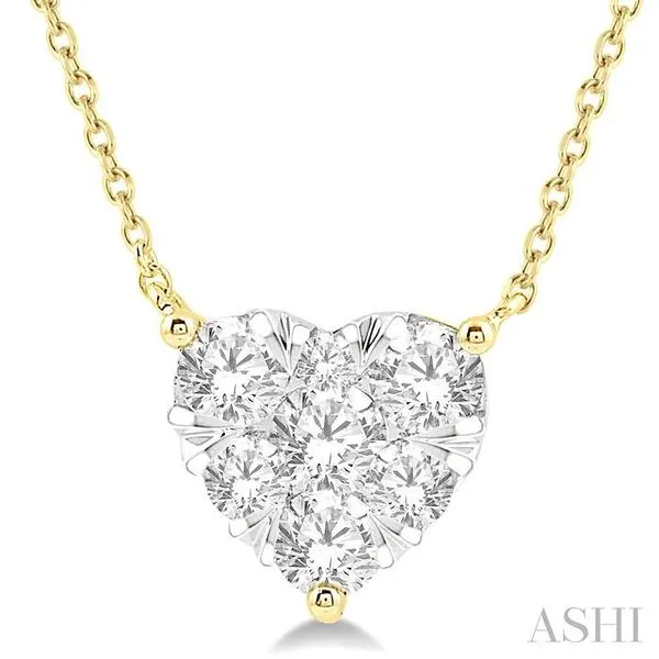 1 Ctw Lovebright Diamond Heart Pendant With Chain in 14K Yellow and White Gold Hart's Jewelers Grants Pass, OR