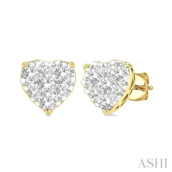 1/2 Ctw Heart Shape Lovebright Round Cut Diamond Stud Earring in 14K Yellow and White Gold Hart's Jewelers Grants Pass, OR