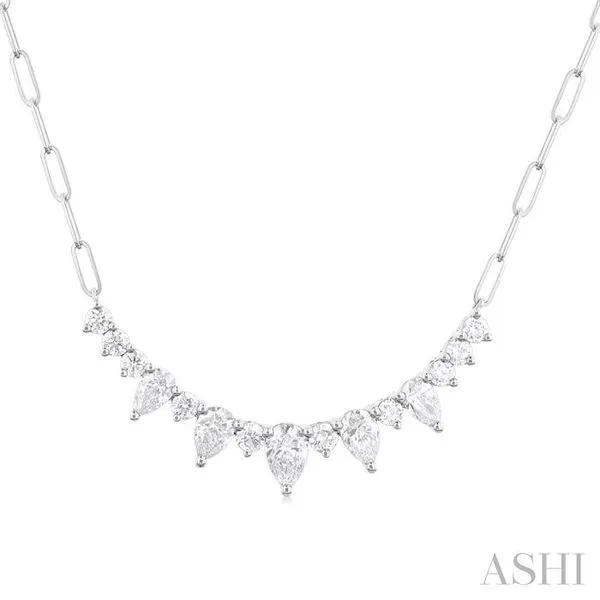 1 Ctw Smile Graduated Pear and Round Cut Diamond Paperclip Necklace in 14K White Gold Hart's Jewelers Grants Pass, OR