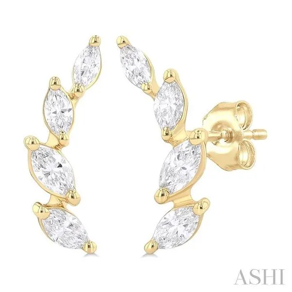 1/2 Ctw Marquise Cut Diamond Leaf Vine Fashion Stud Earrings in 14K Yellow Gold Hart's Jewelers Grants Pass, OR