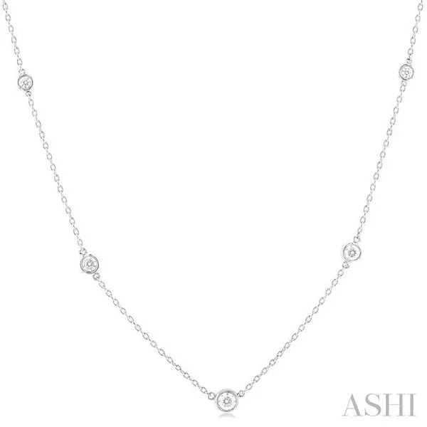 1/2 Ctw Bezel Set Round Cut Diamond Station Necklace in 14K White Gold Hart's Jewelers Grants Pass, OR