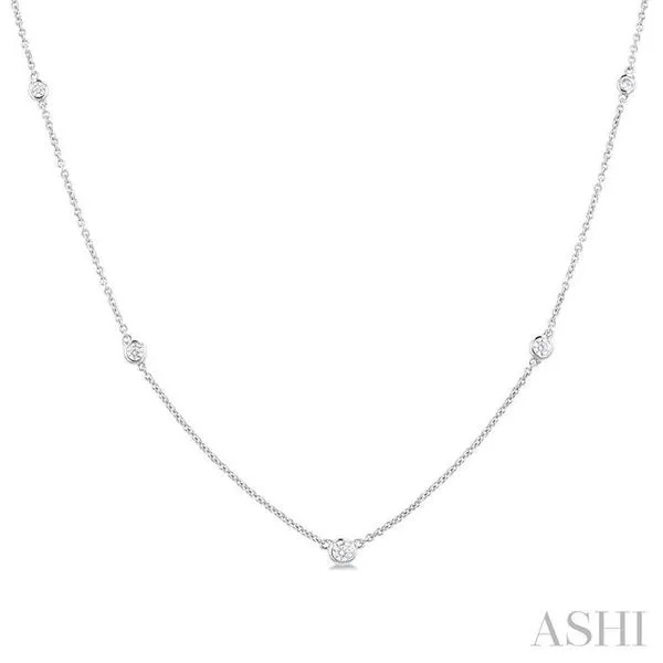 1/4 Ctw Bezel Set Round Cut Diamond Station Necklace in 14K White Gold Hart's Jewelers Grants Pass, OR