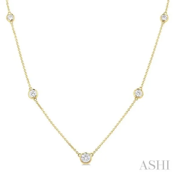 3/4 Ctw Bezel Set Round Cut Diamond Station Necklace in 14K Yellow Gold Hart's Jewelers Grants Pass, OR