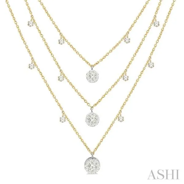 1/2 Ctw Lovebright Round Cut Diamond 3-Layered Necklace in 14K Yellow and White Gold Hart's Jewelers Grants Pass, OR