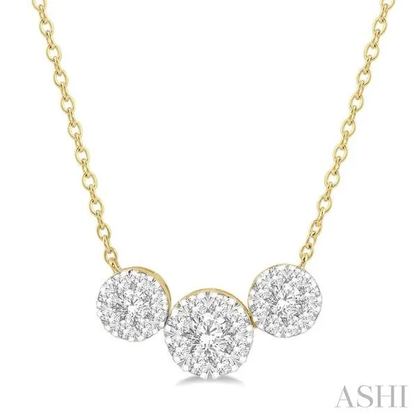 1 1/2 Ctw 3-Stone Lovebright Round Cut Diamond Necklace in 14K Yellow & white Gold Hart's Jewelers Grants Pass, OR