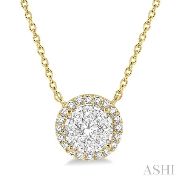 1/2 Ctw Circular Round Cut Diamond Lovebright Pendant With Chain in 14K Yellow and White Gold Hart's Jewelers Grants Pass, OR