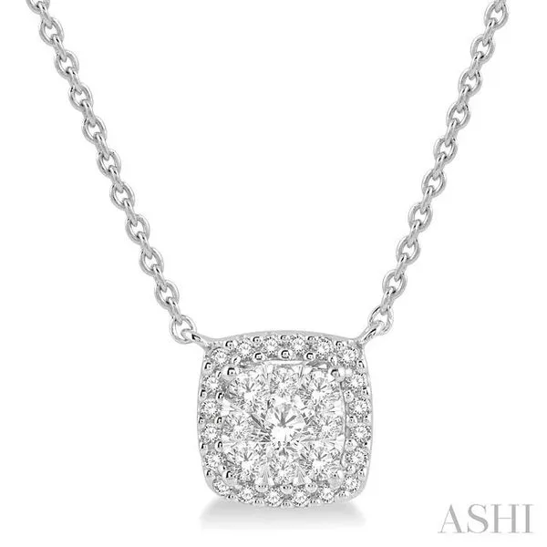 3/4 Ctw Cushion Shape Lovebright Diamond Pendant With Chain in 14K White Gold Hart's Jewelers Grants Pass, OR
