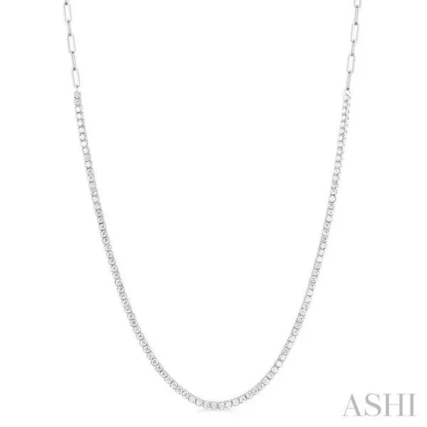 2 5/8 Ctw Round Cut Diamond Paperclip Chain Tennis Necklace in 14K White Gold Hart's Jewelers Grants Pass, OR