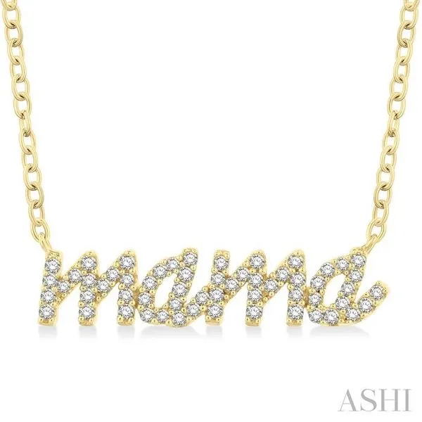 1/5 Ctw 'mama' Script Round Cut Diamond Necklace in 10K Yellow Gold Hart's Jewelers Grants Pass, OR