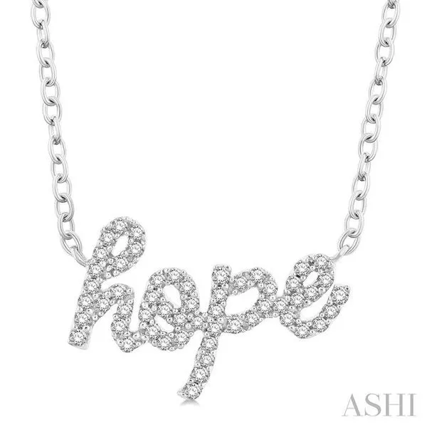 1/6 Ctw 'hope' Script Round Cut Diamond Necklace in 10K White Gold Hart's Jewelers Grants Pass, OR