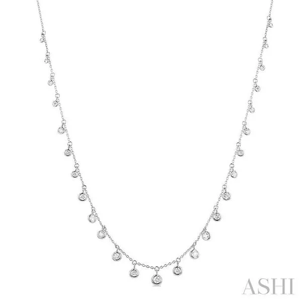 5/8 Ctw Bezel Set Round Cut Diamond Station Necklace in 14K White Gold Hart's Jewelers Grants Pass, OR