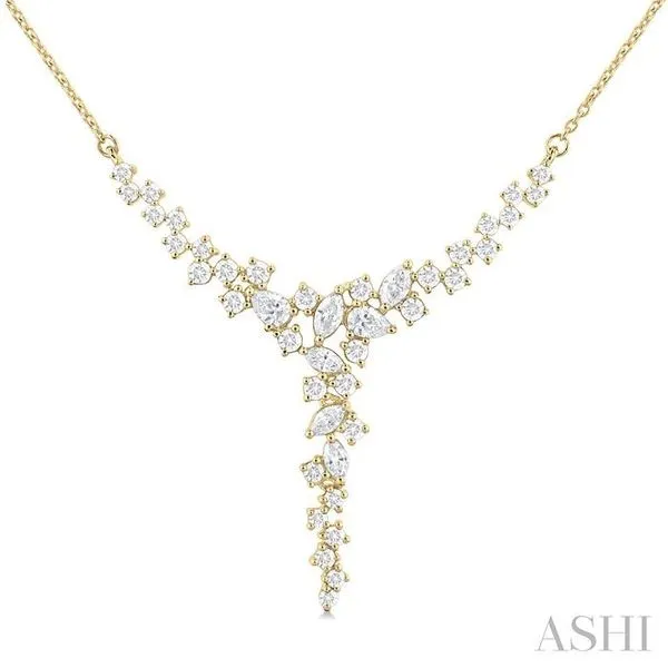 1 Ctw Waterfall Mixed Cut Diamond Scatter Necklace in 14K Yellow Gold Hart's Jewelers Grants Pass, OR